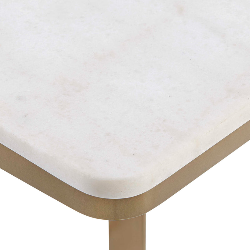 Tylan - Marble Accent Table - Brass / White
