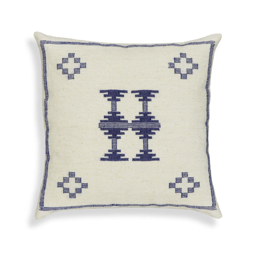 Aztec - Wool Square Accent Cushion - Cream / Indigo - R&R Furniture Gallery (Fountain Valley, CA)
