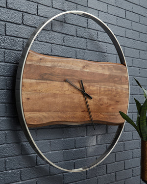 Panchali - Wall Clock - Brown / Silver Finish - R&R Furniture Gallery (Fountain Valley, CA)