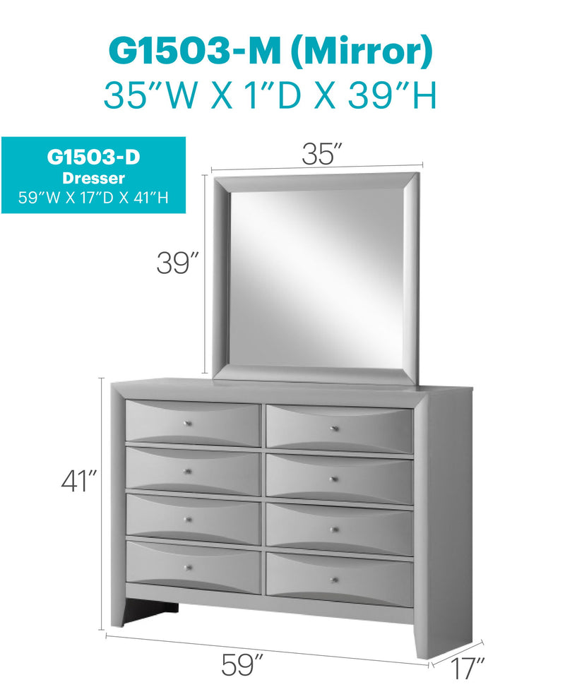 Glory Furniture Marilla dresser with multiple drawers and sleek finish, ideal for bedroom storage and organization.