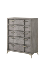 5 Drawer Chest Book Matched Veneers - Gray - R&R Furniture Gallery (Fountain Valley, CA)