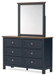Landocken - Dresser and Mirror - Brown / Blue - R&R Furniture Gallery (Fountain Valley, CA)