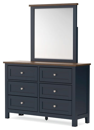 Landocken - Dresser and Mirror - Brown / Blue - R&R Furniture Gallery (Fountain Valley, CA)