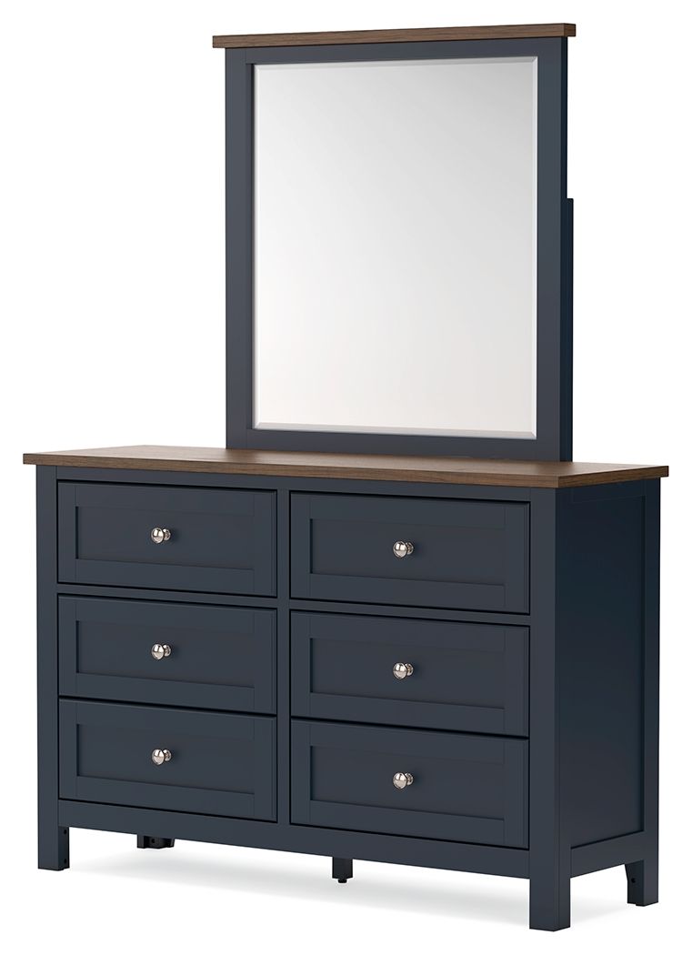 Landocken - Dresser and Mirror - Brown / Blue - R&R Furniture Gallery (Fountain Valley, CA)