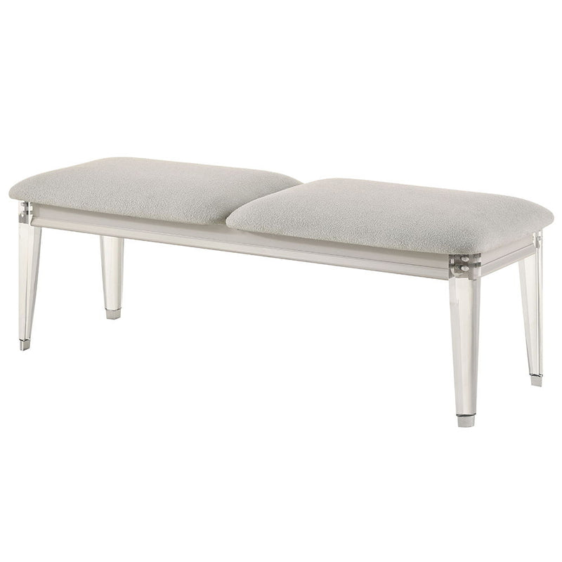Laveda - Bench - Light Gray Boucle & Pearl White - R&R Furniture Gallery (Fountain Valley, CA)