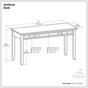 Hickory Brown Amherst writing desk by Simpli-Home with a spacious surface and clean lines for modern home office use.