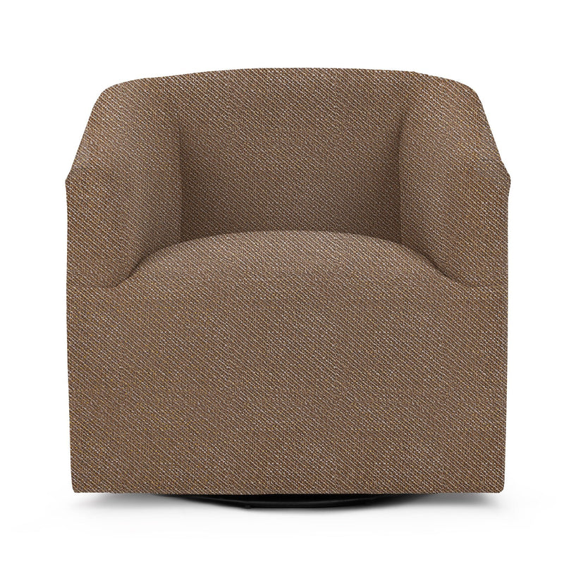 Classic Home Vernon swivel chair with a plush fabric seat, wooden base, and modern design, perfect for living rooms or offices.