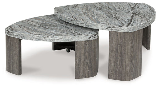 Surmour - Stacked Cocktail Table - Gray / Brown - R&R Furniture Gallery (Fountain Valley, CA)
