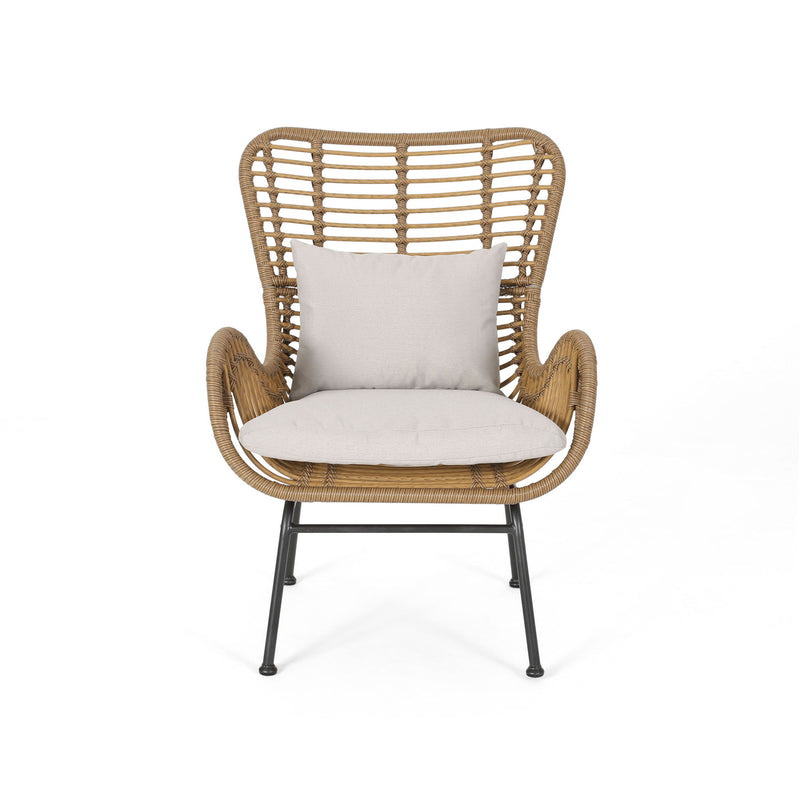 Modern Aesthetic Outdoor Rattan Accent Chair With Metal Legs - R&R Furniture Gallery (Fountain Valley, CA)