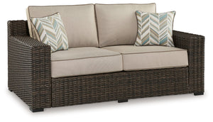 Coastline Bay - Loveseat W/Cushion - Brown - R&R Furniture Gallery (Fountain Valley, CA)