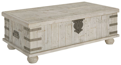 Carynhurst - Lift Top Cocktail Table - White Wash Gray - R&R Furniture Gallery (Fountain Valley, CA)