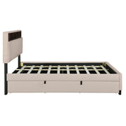 Upholstered Platform Bed With Storage Headboard, Trundle & 2 Drawers And A Set Of Sockets & USB Ports - R&R Furniture Gallery (Fountain Valley, CA)