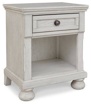 Robbinsdale - One Drawer Night Stand - Antique White - R&R Furniture Gallery (Fountain Valley, CA)