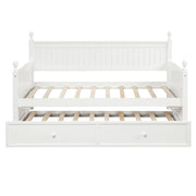 White DreamHaus twin size daybed with matching trundle bed, featuring clean lines and a modern design for versatile bedroom decor.