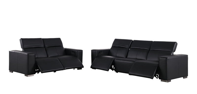 1208 - Leather Reclining Set (Sofa & Loveseat With Four Power Recliners)