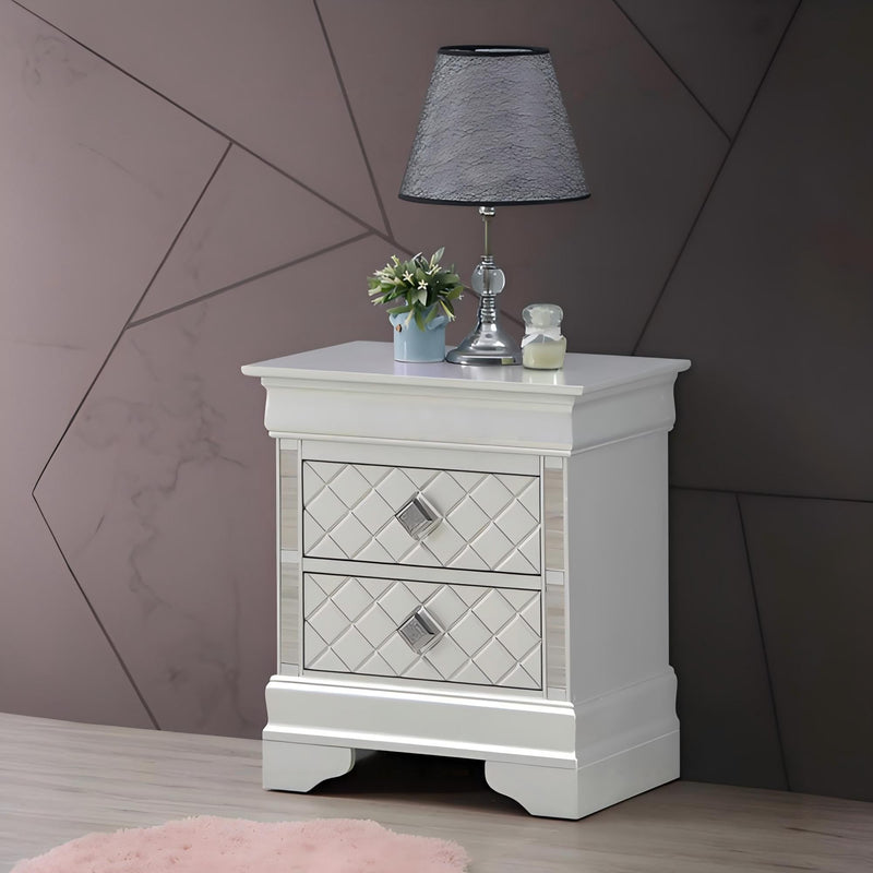 Glory Furniture Verona accent nightstand with a sleek wooden finish and single drawer, ideal for bedroom decor.
