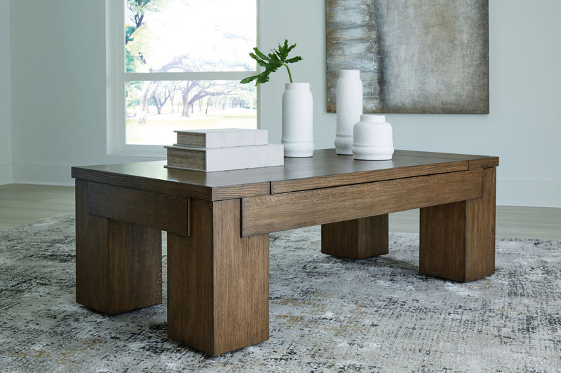Rosswain - Lift Top Cocktail Table - Warm Brown - R&R Furniture Gallery (Fountain Valley, CA)