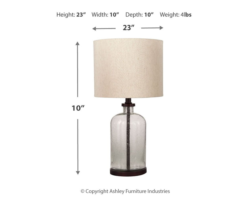 Bandile - Glass Table Lamp  - Clear / Bronze Finish - R&R Furniture Gallery (Fountain Valley, CA)