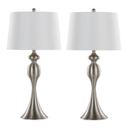 Lumi Source Ashland contemporary table lamp set with nickel finish and white shades, modern decor lighting for living spaces.