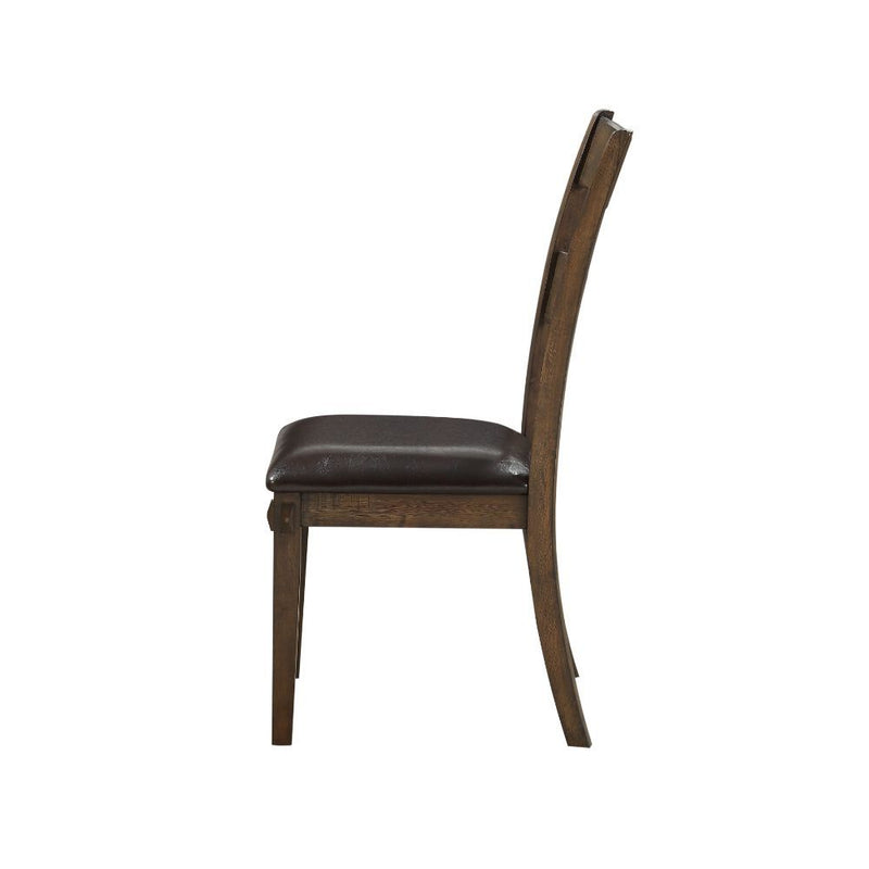 Nabirye - Side Chair (Set of 2) - Esspresso Synthetic Leather & Dark Oak - R&R Furniture Gallery (Fountain Valley, CA)