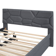 Upholstered Platform Bed With Brick Pattern Headboard And Twin Long Size Trundle - R&R Furniture Gallery (Fountain Valley, CA)