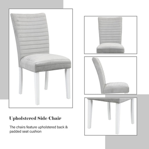 Elizaveta - Side Chair (Set of 2) - Gray Velvet &White High Gloss - R&R Furniture Gallery (Fountain Valley, CA)