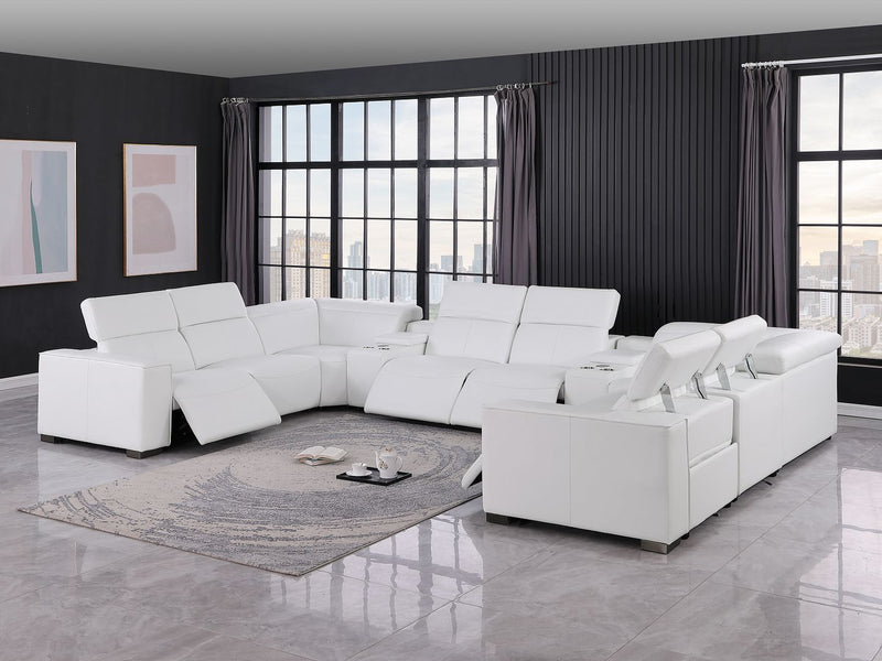 1208 - 10 Piece U Shaped Leather Sectional With 4 Power Recliners & Power Headrest