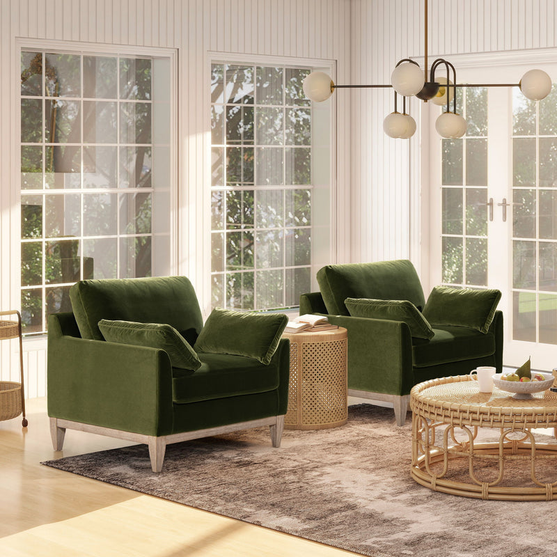 Pasadena - Wide Modern Farmhouse Accent Arm Chair - Olive Green - R&R Furniture Gallery (Fountain Valley, CA)