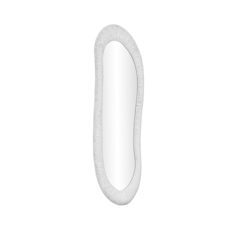 TOV Furniture Orpheus 20x59 inch ribbed faux stone floor mirror with sleek modern design and textured frame.