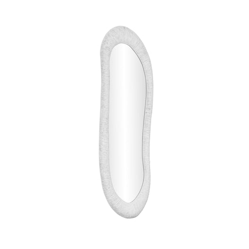 TOV Furniture Orpheus 20x59 inch ribbed faux stone floor mirror with sleek modern design and textured frame.