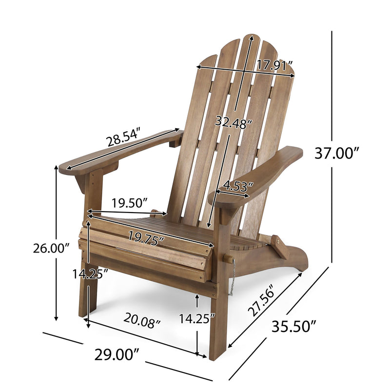 Aurascape - Outdoor Acacia Wood Foldable Adirondack Chair - R&R Furniture Gallery (Fountain Valley, CA)