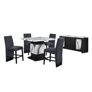 Sammi - Bar Table With And Pedestal Base - Black / White Print