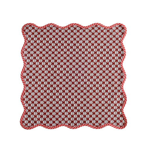 Set of four TOV Furniture Crissy cotton canvas napkins with vintage rust floral print, perfect for dining or decorative use.