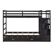DreamHaus bunk bed with staircase and trundle, featuring a sturdy wooden frame and space-saving design for bedroom use.
