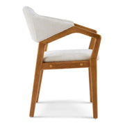 Indoor Upholstered Dining Armchair (Set of 2) - Beige / Teak - R&R Furniture Gallery (Fountain Valley, CA)