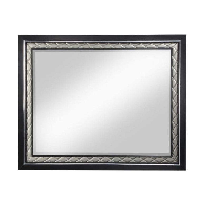Nicola - Mirror - Silver Synthetic Leather & Black - R&R Furniture Gallery (Fountain Valley, CA)