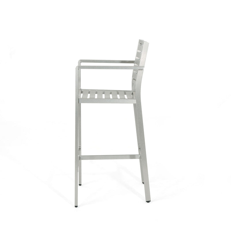 Outdoor Aluminum Rust Proof Barstools (Set of 2) - Silver - R&R Furniture Gallery (Fountain Valley, CA)