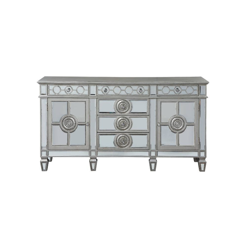 Varian - 36" Server - Mirrored & Antique Platinum - R&R Furniture Gallery (Fountain Valley, CA)