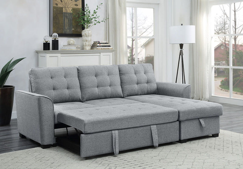 Avery - Sleeper Sectional Sofa With Reversible Storage Chaise - Light Gray - R&R Furniture Gallery (Fountain Valley, CA)