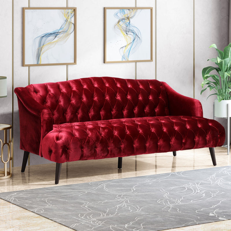 Comfy 3 Seat Sofa With Wooden Legs, For Living Room And Study - R&R Furniture Gallery (Fountain Valley, CA)
