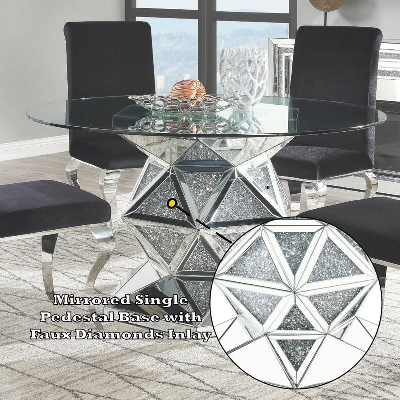 Noralie - 52" Round Dining Table - Mirrored & Faux Diamonds - R&R Furniture Gallery (Fountain Valley, CA)