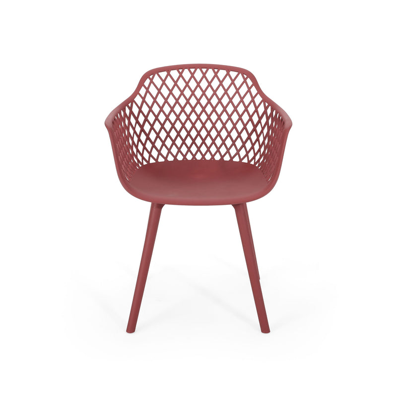 Set of two Noble House Poppy chairs with modern wooden design and cushioned seats, perfect for dining or living spaces.