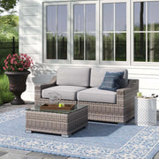 Outdoor Wicker Conversation Set With Cushions, All Weather - R&R Furniture Gallery (Fountain Valley, CA)