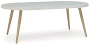 Seton Creek - Oval Dining Table With Umb Opt - White - R&R Furniture Gallery (Fountain Valley, CA)