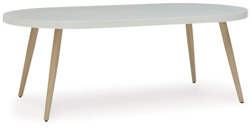 Seton Creek - Oval Dining Table With Umb Opt - White - R&R Furniture Gallery (Fountain Valley, CA)