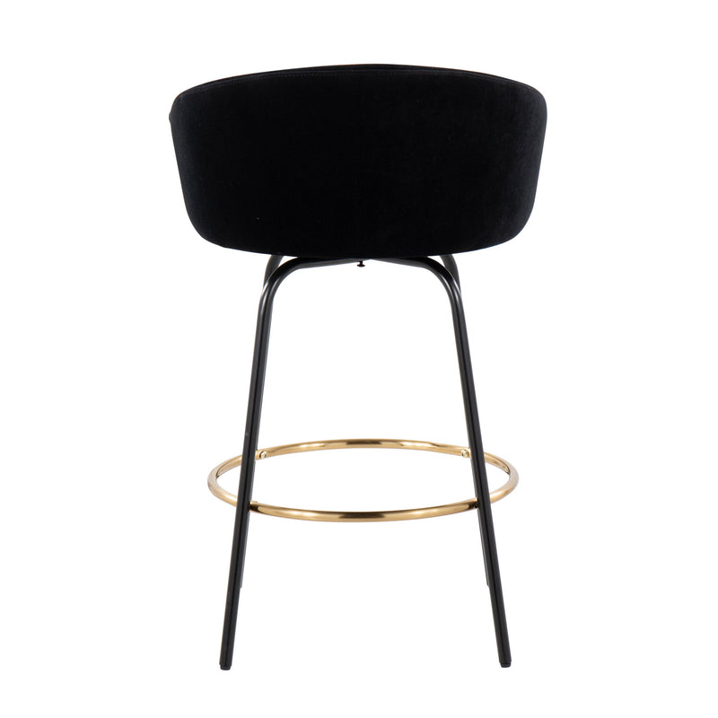 Pair of Lumi Source Claire contemporary glam counter stools with sleek design and plush upholstery, set of two.