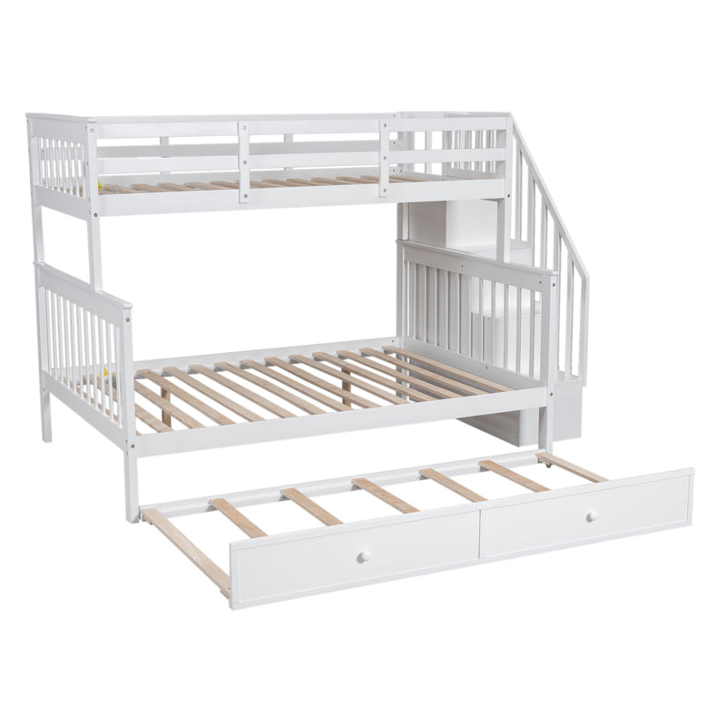 Bunk Bed With Twin Size Trundle, Storage And Guard Rail For Bedroom - R&R Furniture Gallery (Fountain Valley, CA)