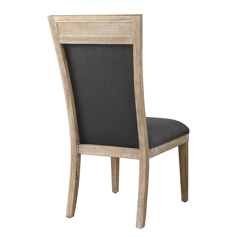 Dark gray Uttermost Encore armless side chair with sleek modern design and upholstered seat, shown from a front angle.