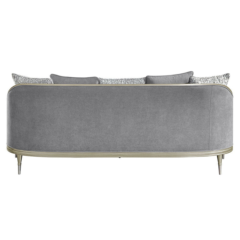 Fernando - Sofa With 5 Pillows - Gray Chenille & Champagne - R&R Furniture Gallery (Fountain Valley, CA)