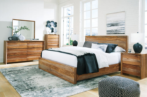 Signature Design by Ashley Dressonni Panel Bedroom Set with bed frame, nightstands, and dresser in a stylish 5-piece bedroom furniture set